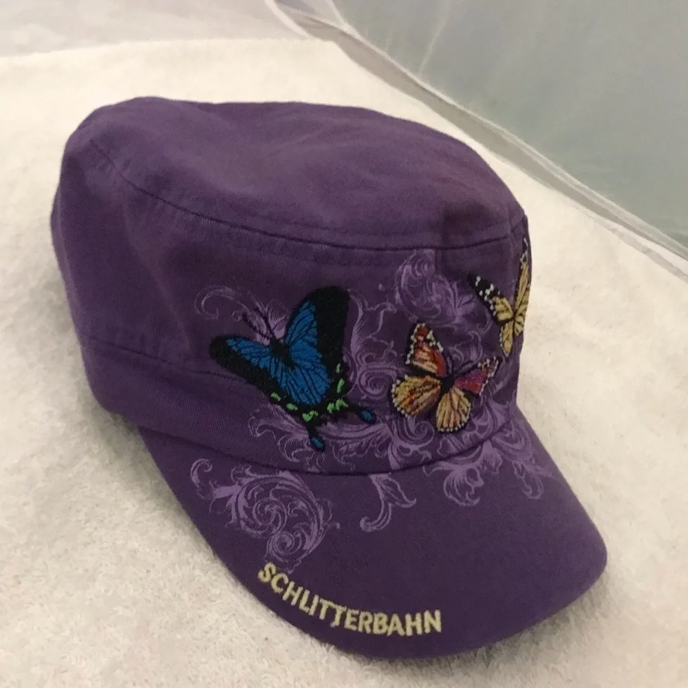 Kids Tees Adjustable Girls Purple Butterfly Cap for Schlitterbahn